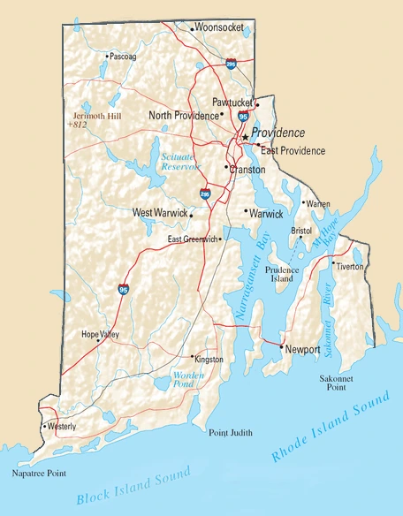 Rhode Island Map, National Atlas, Public domain, via Wikimedia Commons